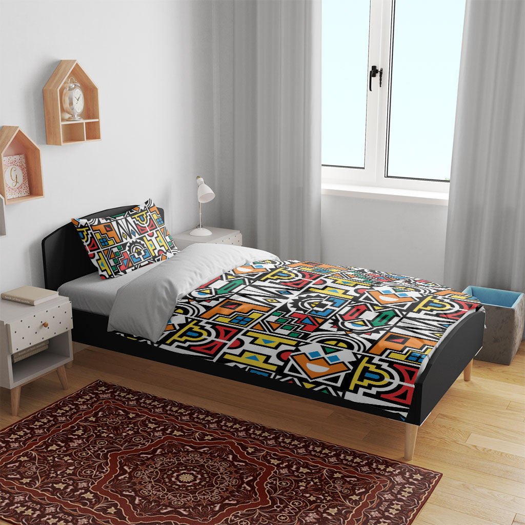 African Geometric Ndebele Patterns Bedding Set