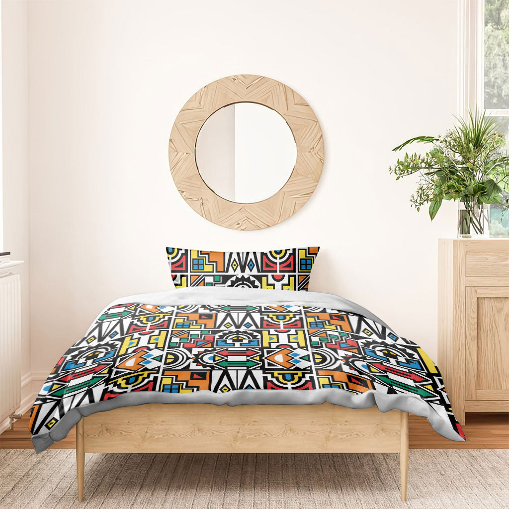 African Geometric Ndebele Patterns Bedding Set
