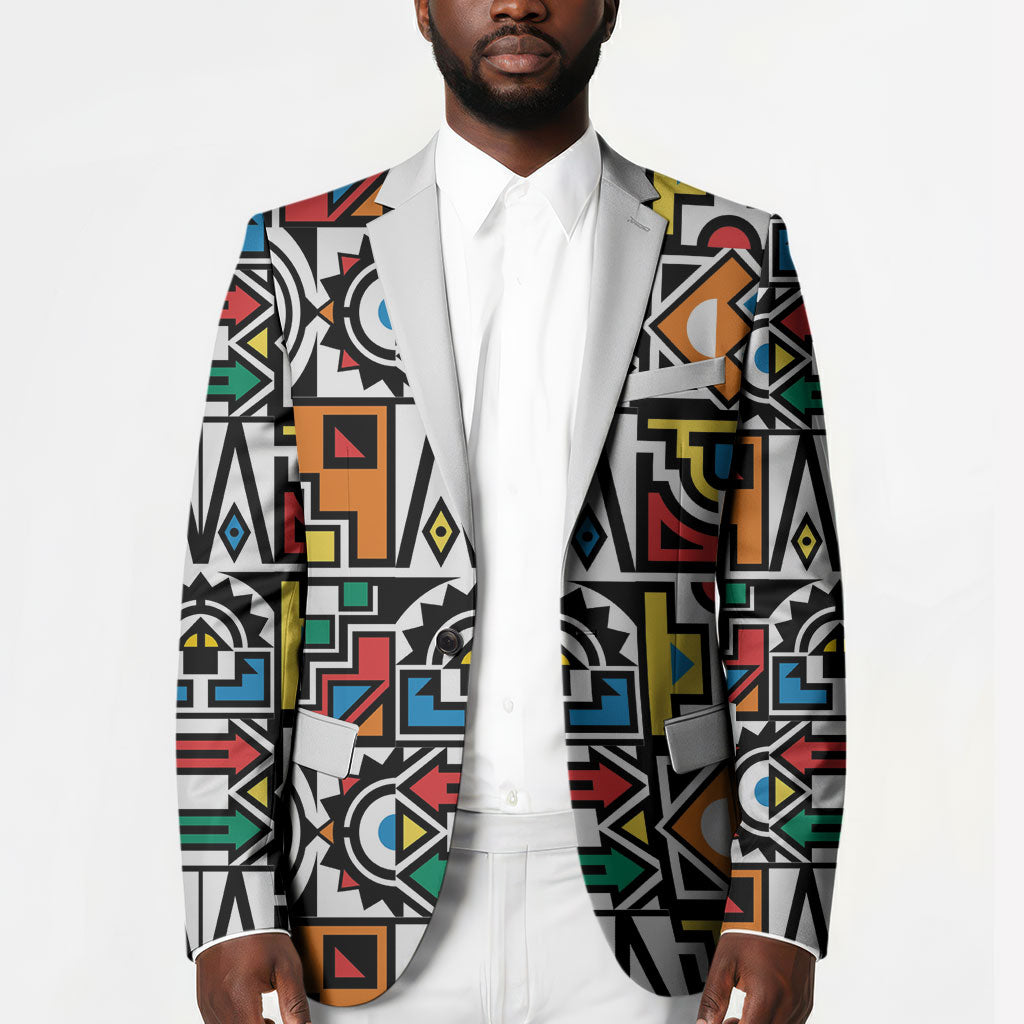 African Geometric Ndebele Patterns Blazer