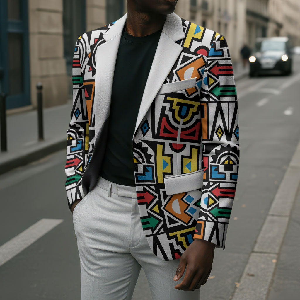 African Geometric Ndebele Patterns Blazer