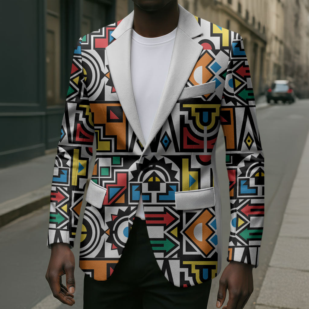 African Geometric Ndebele Patterns Blazer