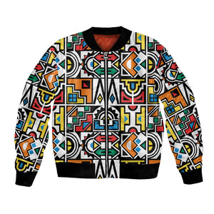 African Geometric Ndebele Patterns Bomber Jacket