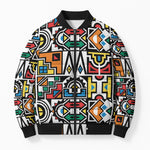 African Geometric Ndebele Patterns Bomber Puffer Jacket