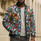 African Geometric Ndebele Patterns Bomber Puffer Jacket