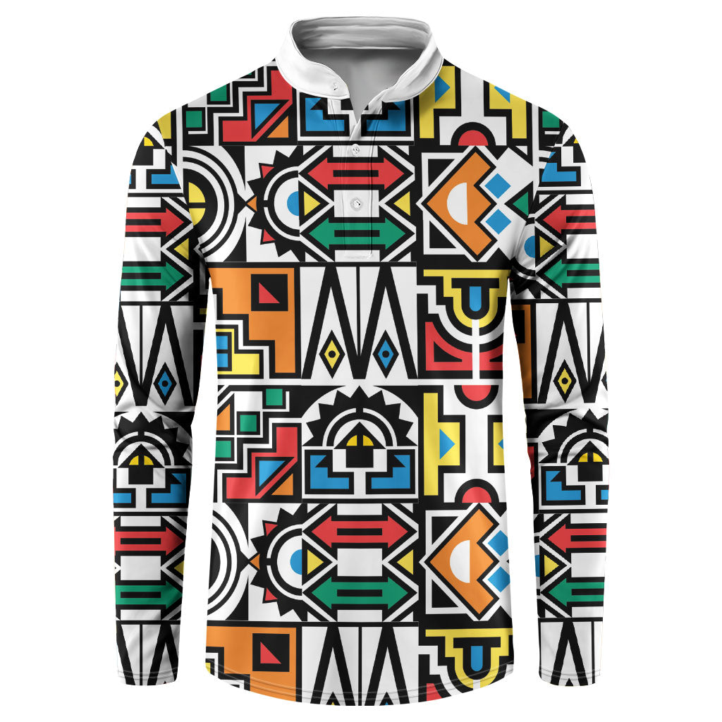 African Geometric Ndebele Patterns Button Sweatshirt