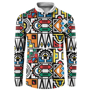 African Geometric Ndebele Patterns Button Sweatshirt