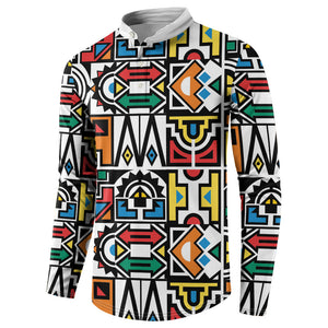 African Geometric Ndebele Patterns Button Sweatshirt