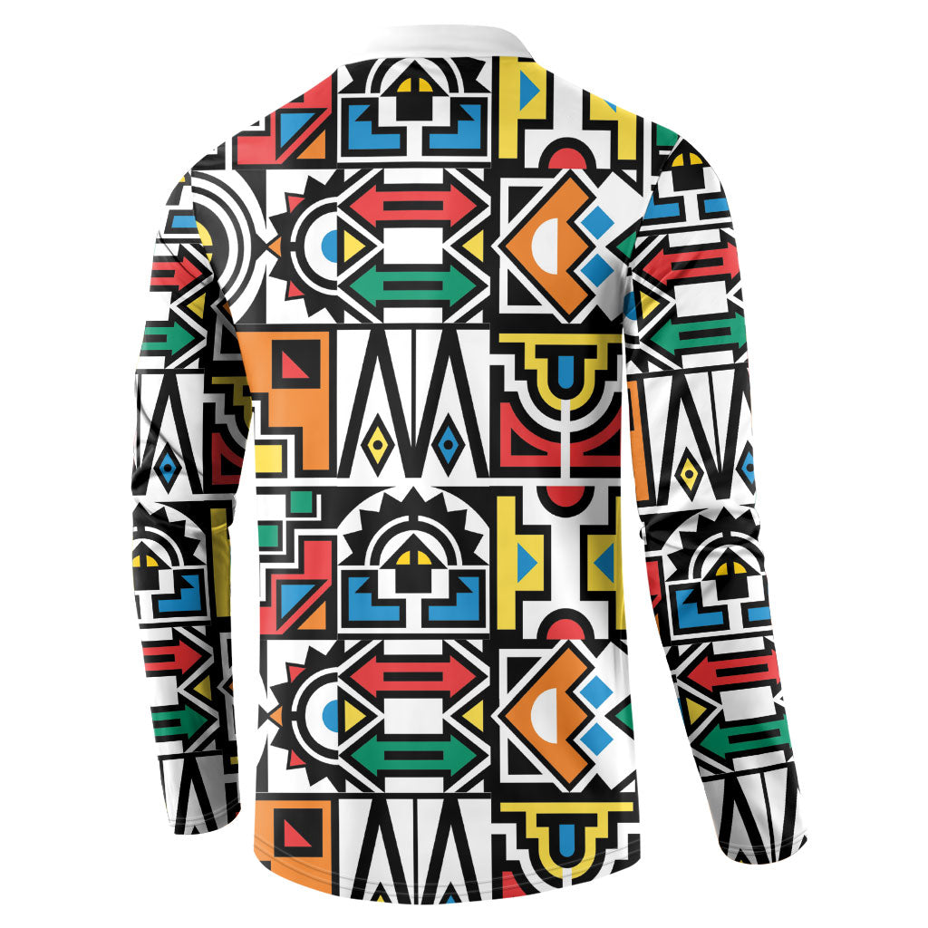 African Geometric Ndebele Patterns Button Sweatshirt