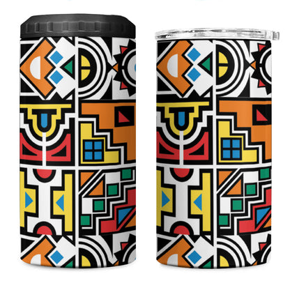 African Geometric Ndebele Patterns 4 in 1 Can Cooler Tumbler