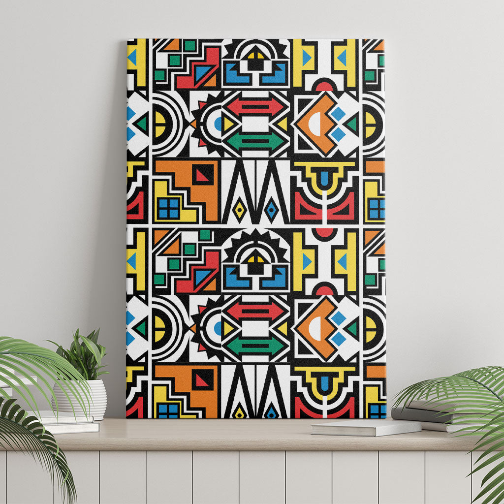 African Geometric Ndebele Patterns Canvas Wall Art