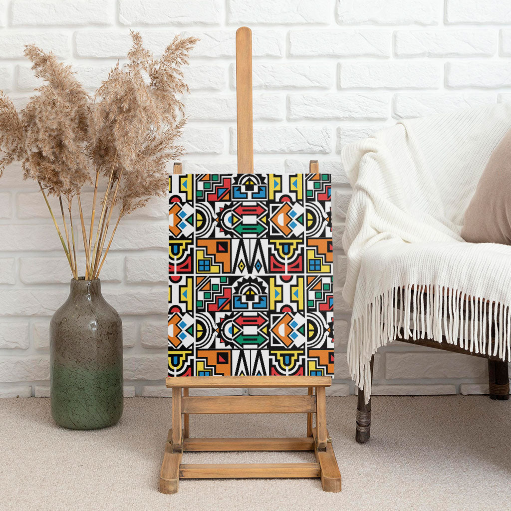 African Geometric Ndebele Patterns Canvas Wall Art
