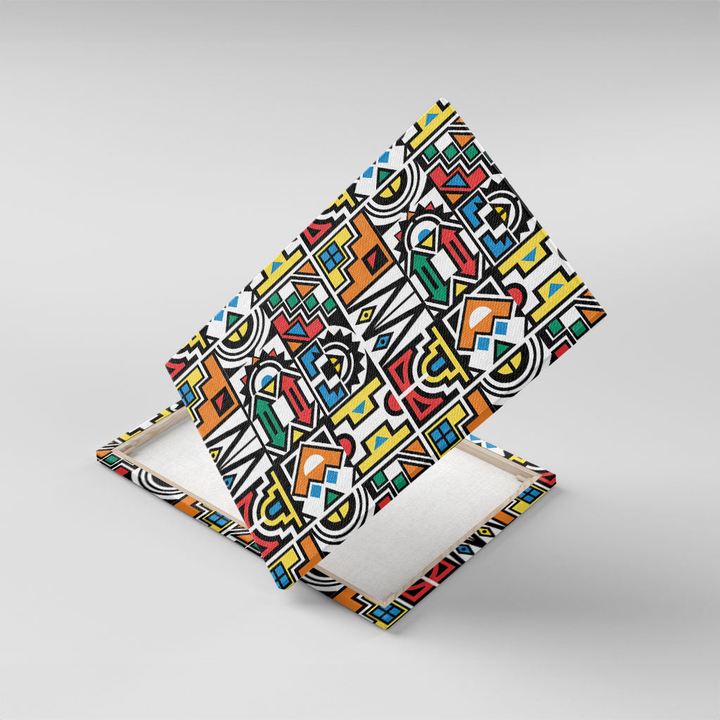 African Geometric Ndebele Patterns Canvas Wall Art