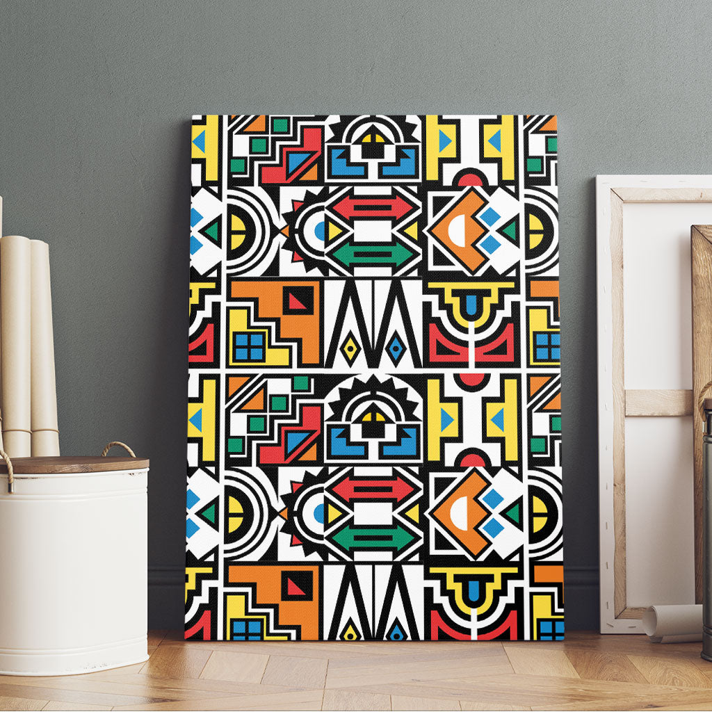 African Geometric Ndebele Patterns Canvas Wall Art