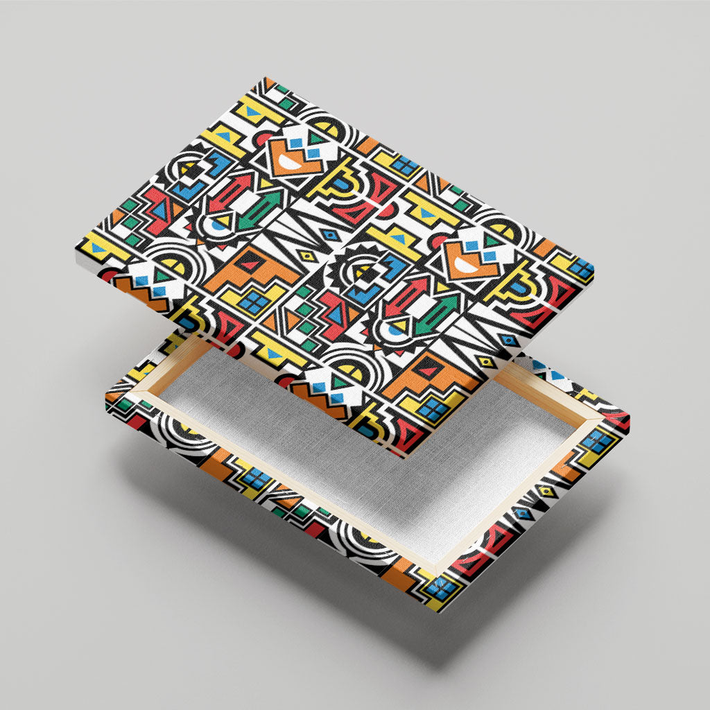 African Geometric Ndebele Patterns Canvas Wall Art