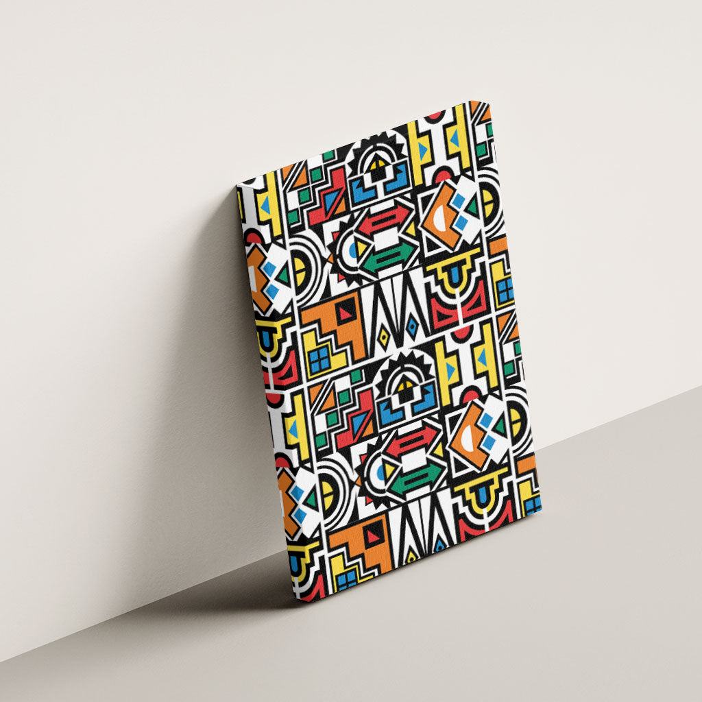 African Geometric Ndebele Patterns Canvas Wall Art