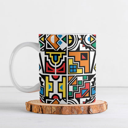 African Geometric Ndebele Patterns Ceramic Mug