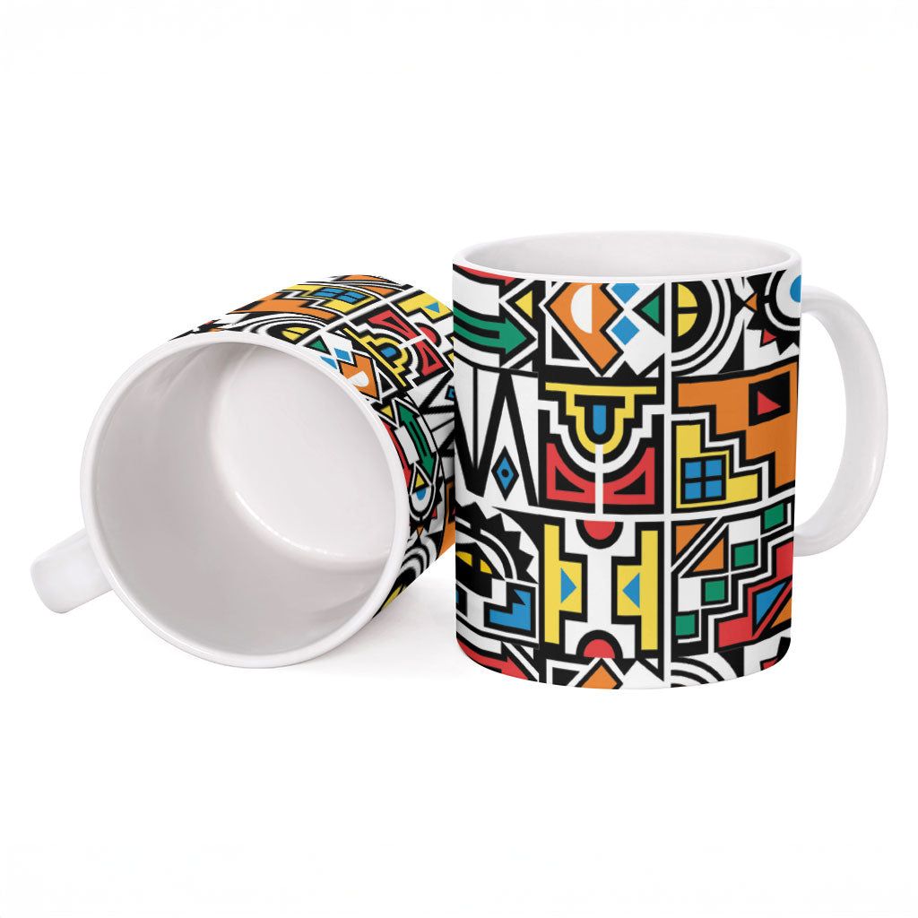 African Geometric Ndebele Patterns Ceramic Mug