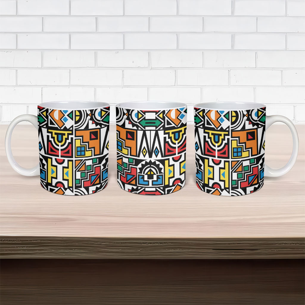 African Geometric Ndebele Patterns Ceramic Mug