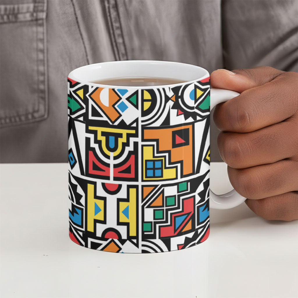 African Geometric Ndebele Patterns Ceramic Mug