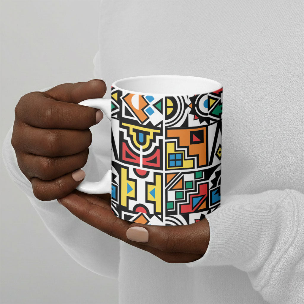 African Geometric Ndebele Patterns Ceramic Mug