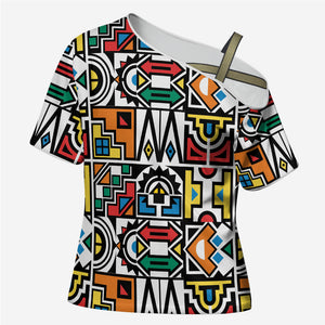 African Geometric Ndebele Patterns Cross Shoulder Shirt
