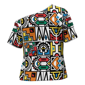 African Geometric Ndebele Patterns Cross Shoulder Shirt