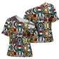 African Geometric Ndebele Patterns Cross Shoulder Shirt