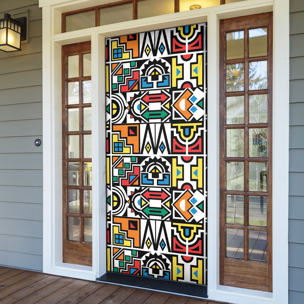 African Geometric Ndebele Patterns Door Cover