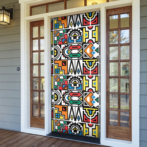 African Geometric Ndebele Patterns Door Cover