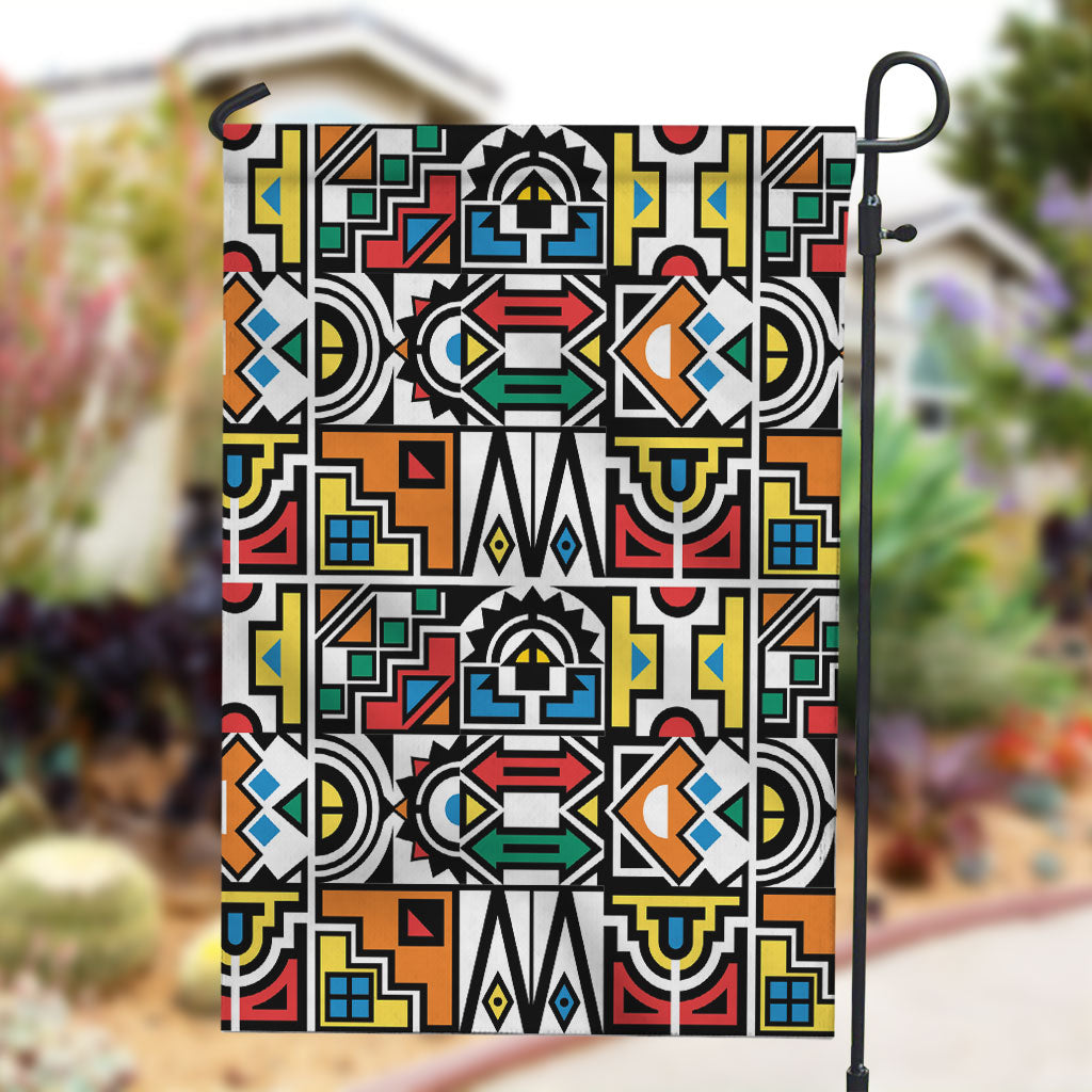 African Geometric Ndebele Patterns Garden Flag