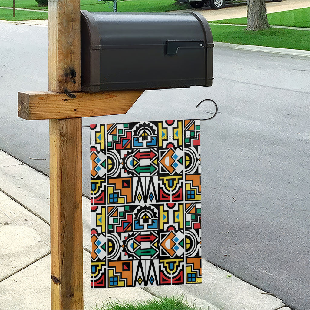 African Geometric Ndebele Patterns Garden Flag