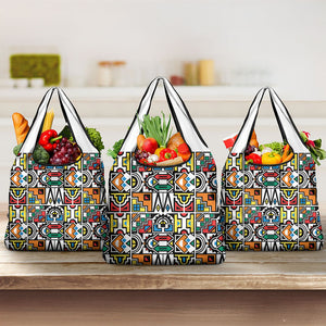 African Geometric Ndebele Patterns Grocery Bag