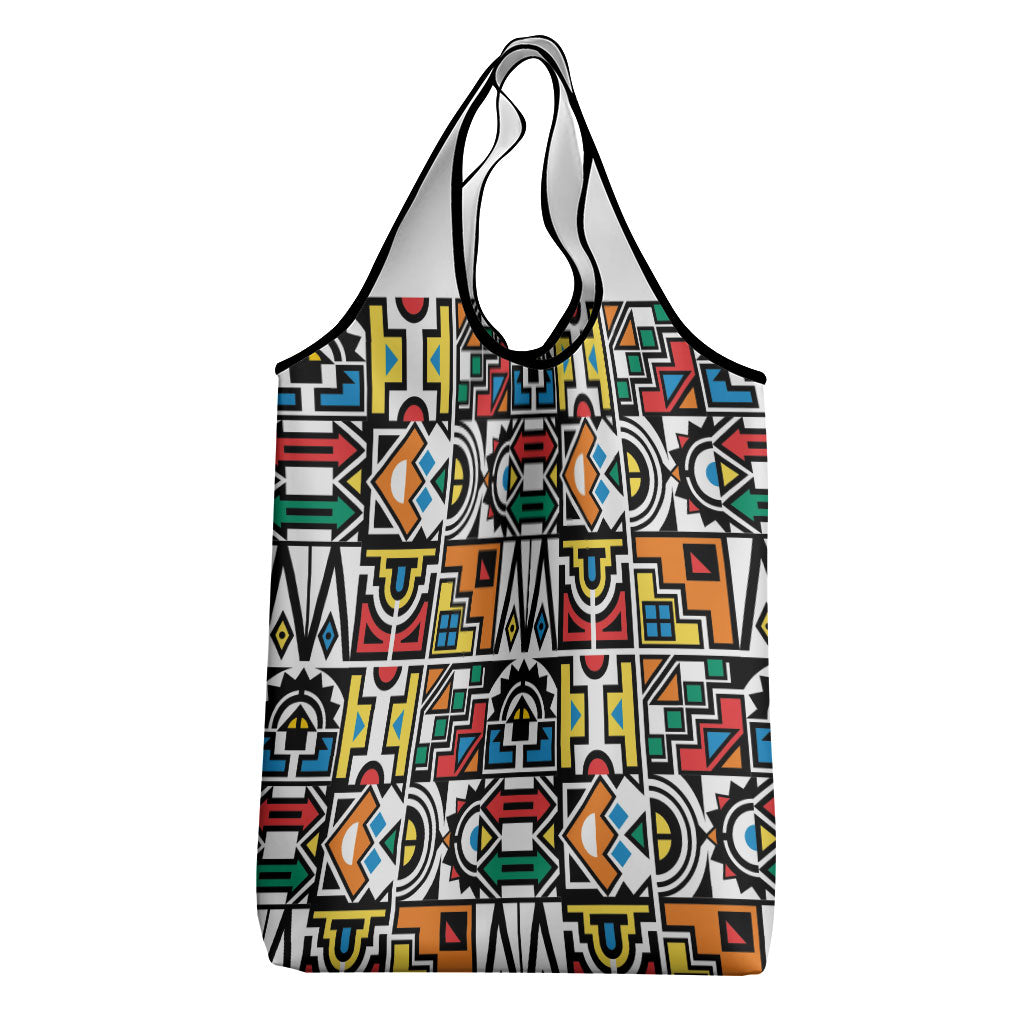 African Geometric Ndebele Patterns Grocery Bag