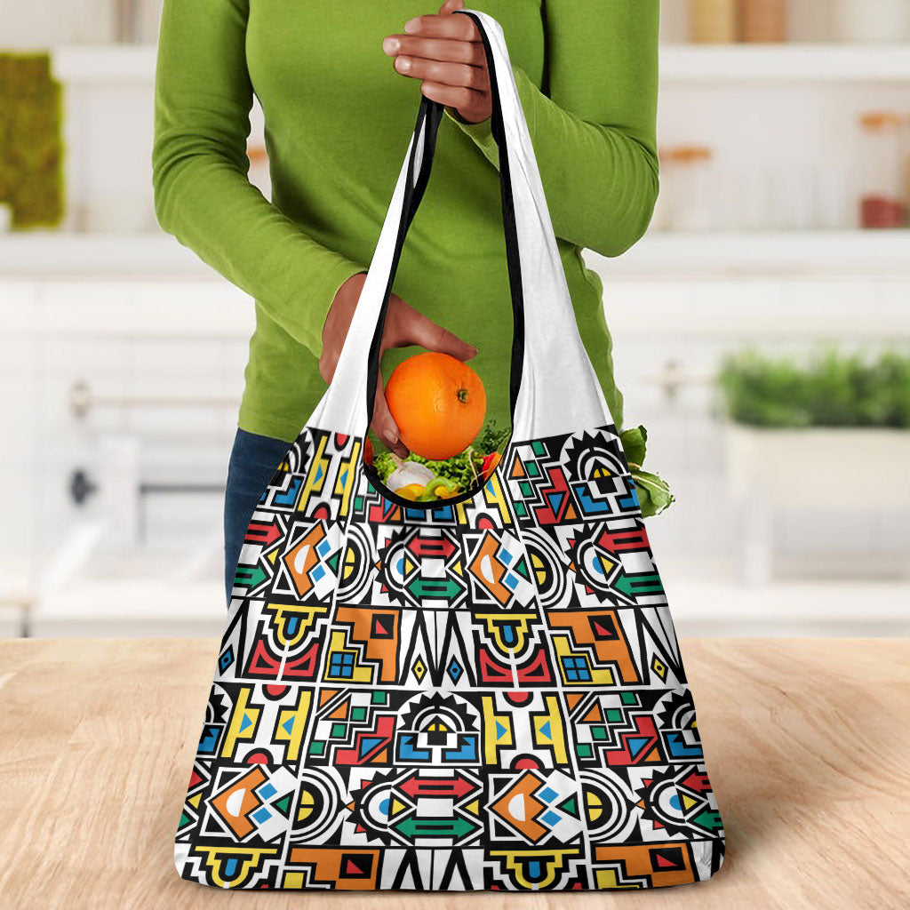 African Geometric Ndebele Patterns Grocery Bag