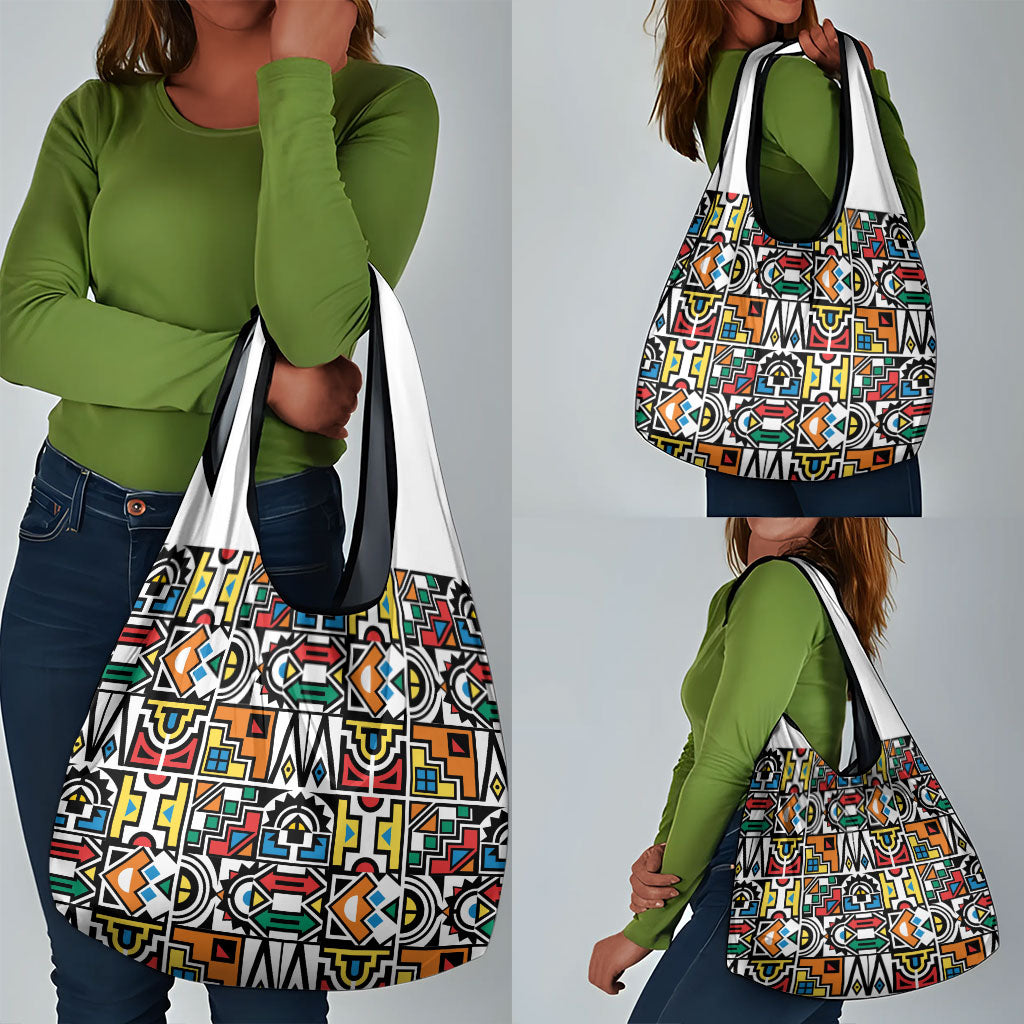 African Geometric Ndebele Patterns Grocery Bag