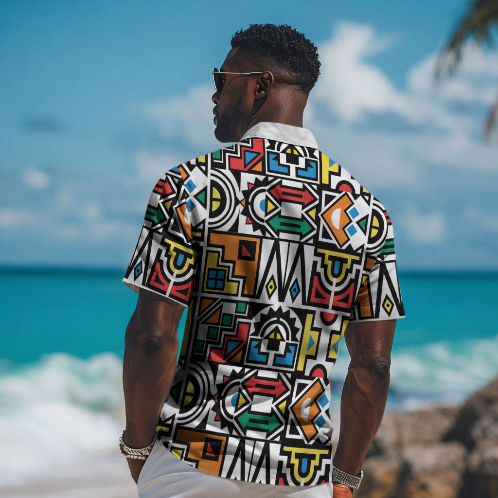 African Geometric Ndebele Patterns Hawaiian Shirt