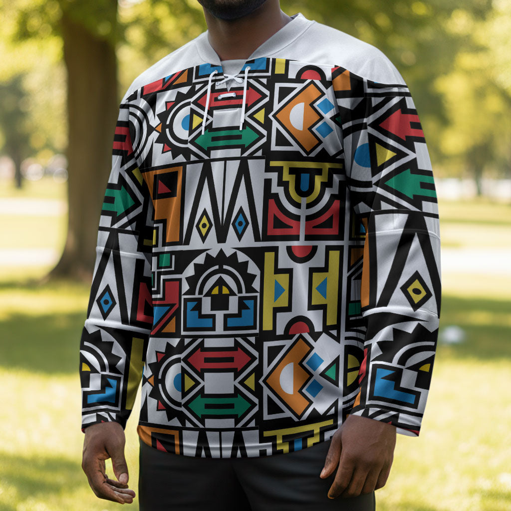 African Geometric Ndebele Patterns Hockey Jersey