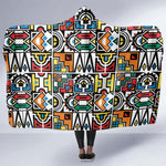 African Geometric Ndebele Patterns Hooded Blanket