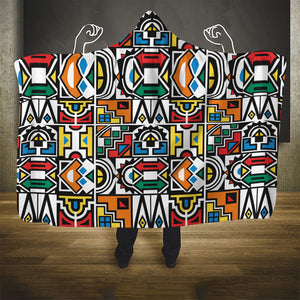 African Geometric Ndebele Patterns Hooded Blanket