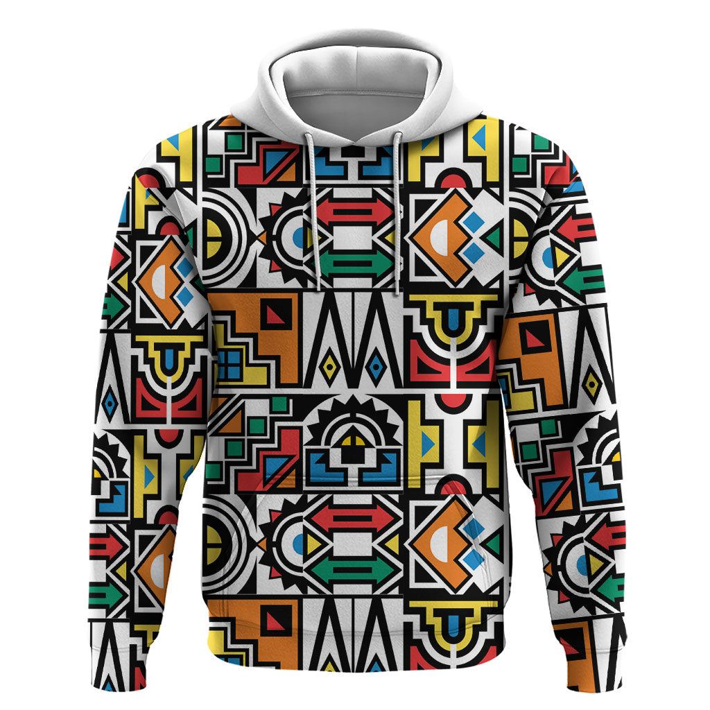 African Geometric Ndebele Patterns Hoodie