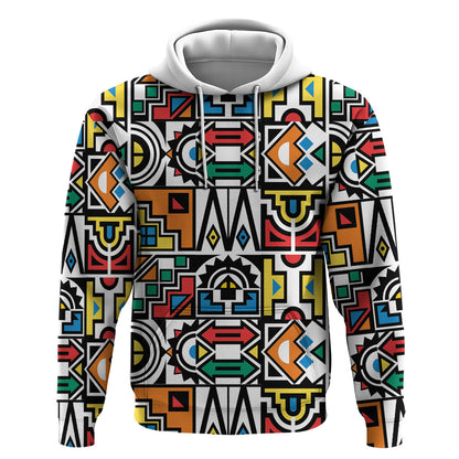 African Geometric Ndebele Patterns Hoodie