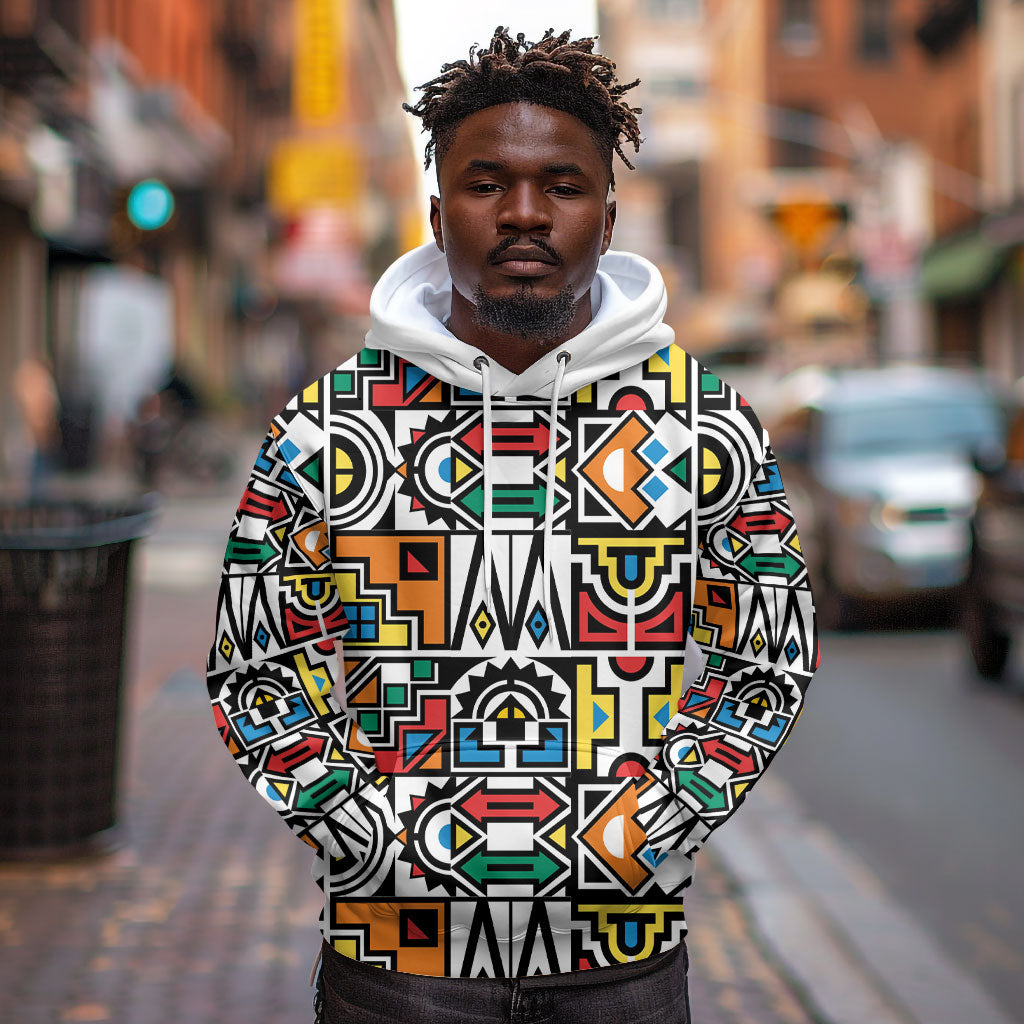 African Geometric Ndebele Patterns Hoodie