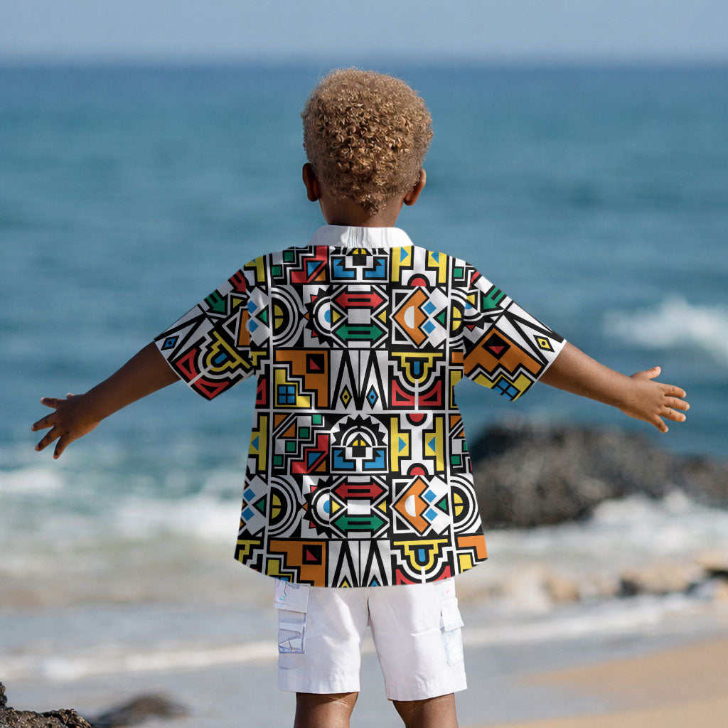 African Geometric Ndebele Patterns Kid Hawaiian Shirt