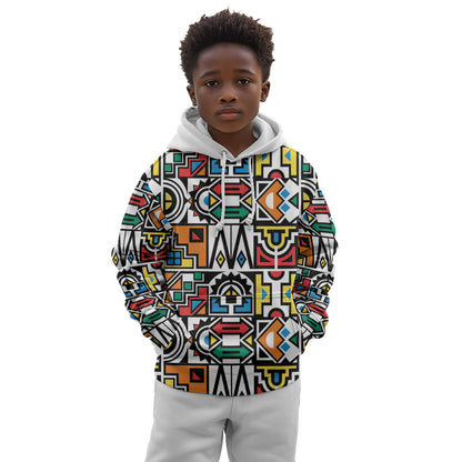 African Geometric Ndebele Patterns Kid Hoodie