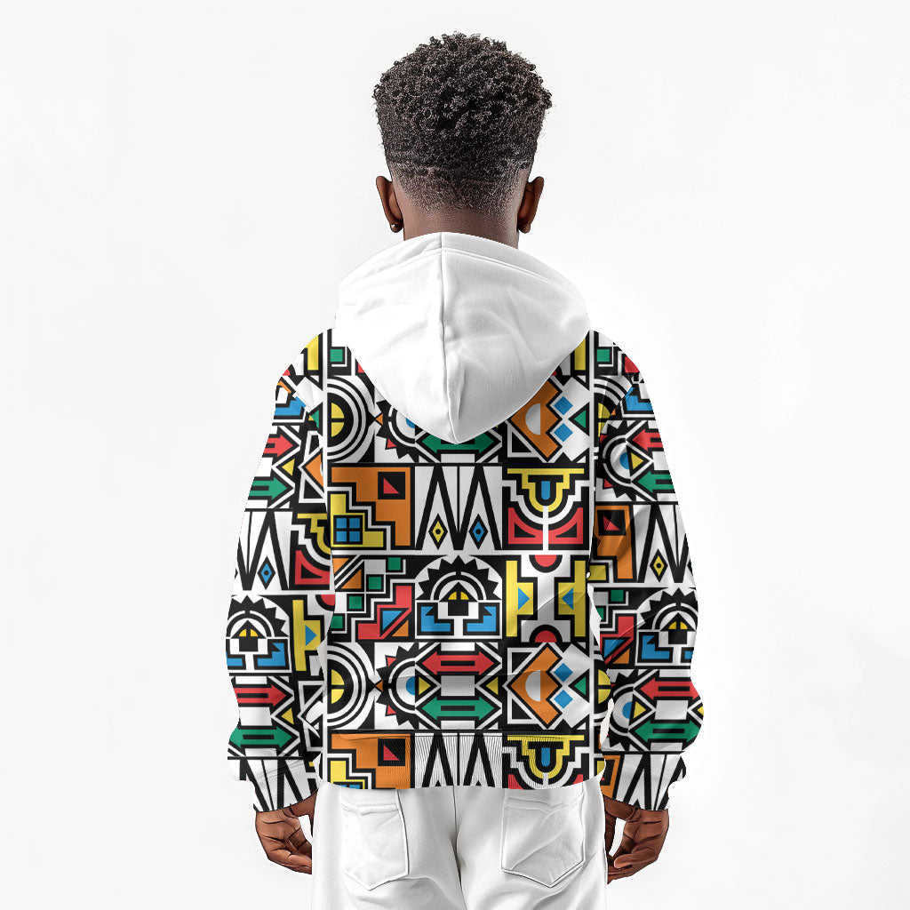 African Geometric Ndebele Patterns Kid Hoodie