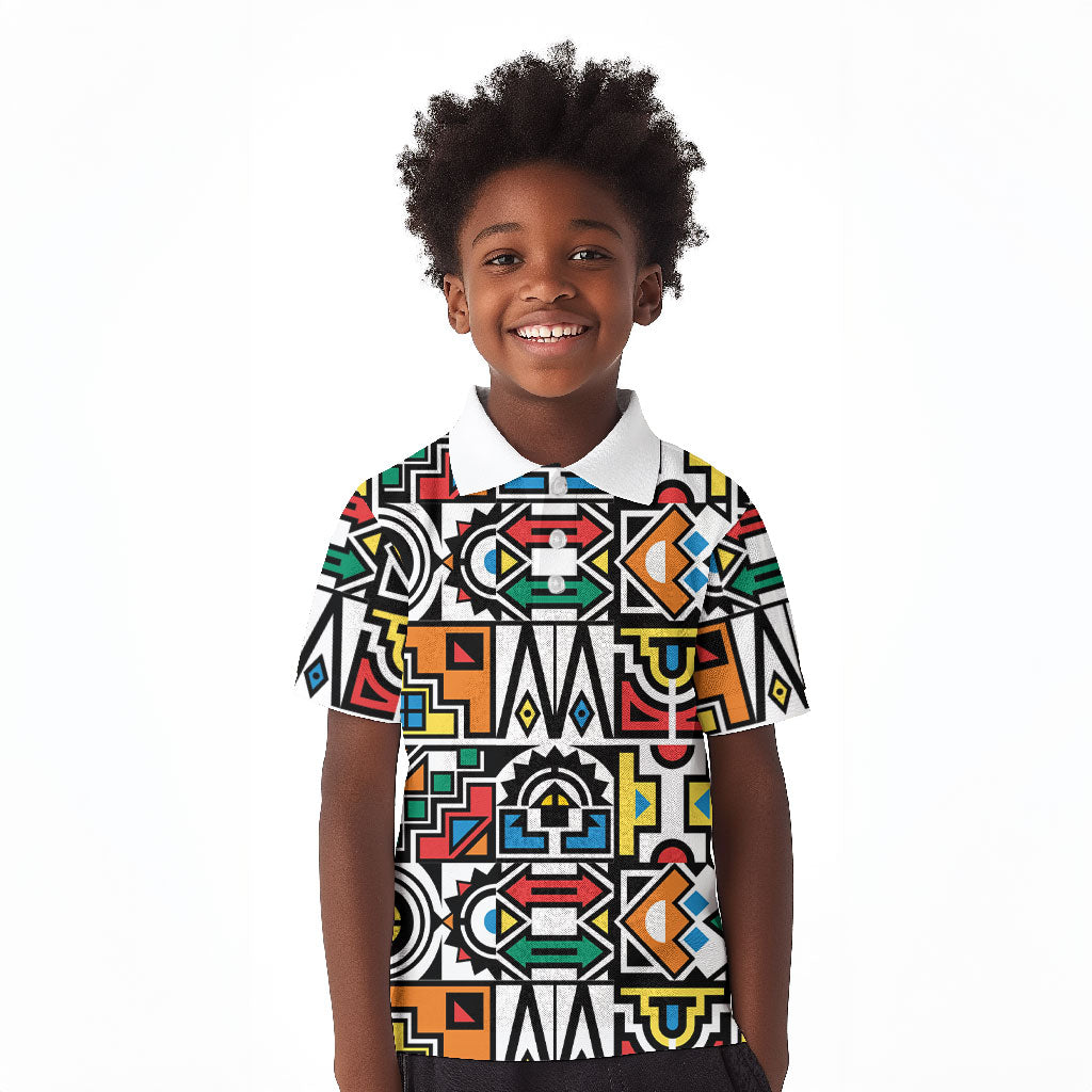 African Geometric Ndebele Patterns Kid Polo Shirt