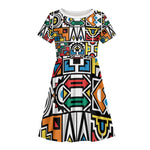 African Geometric Ndebele Patterns Kid Short Sleeve Dress