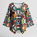 African Geometric Ndebele Patterns Kimono Sleeve Blouse