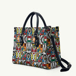 African Geometric Ndebele Patterns Leather Bag