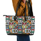 African Geometric Ndebele Patterns Leather Tote Bag